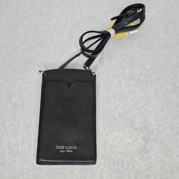Black Kate Spade Spencer Slim Black Crossbody Phone Card Holder - Picture 1 of 6